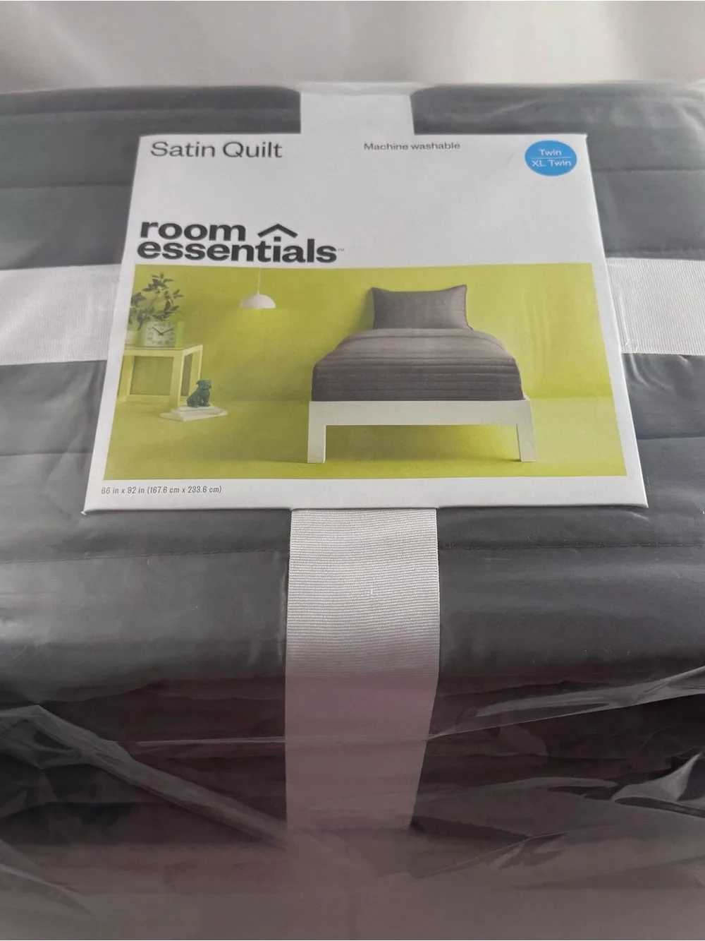 Room Essentials‎ Satin Quilt in Charcoal Gray